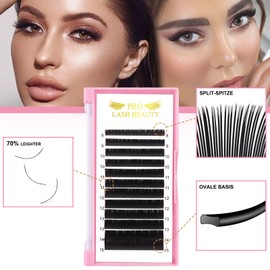 Ellipse Flat Eyelash Extensions 0.20 Thickness D Curl Mix Tray 8-15mm Matte BlacK Flat Lashes(0.20-D,9 mm)