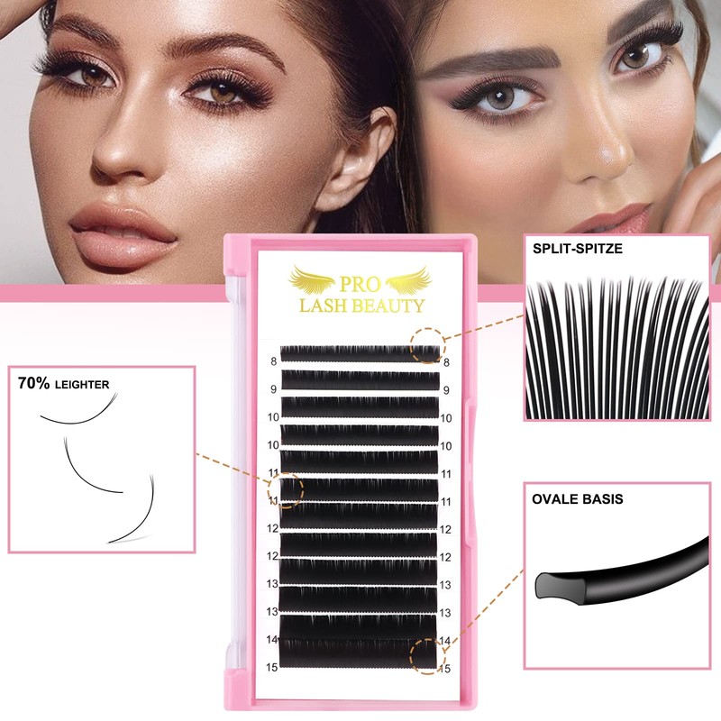 Ellipse Flat Eyelash Extensions 0.20 Thickness D Curl Mix Tray