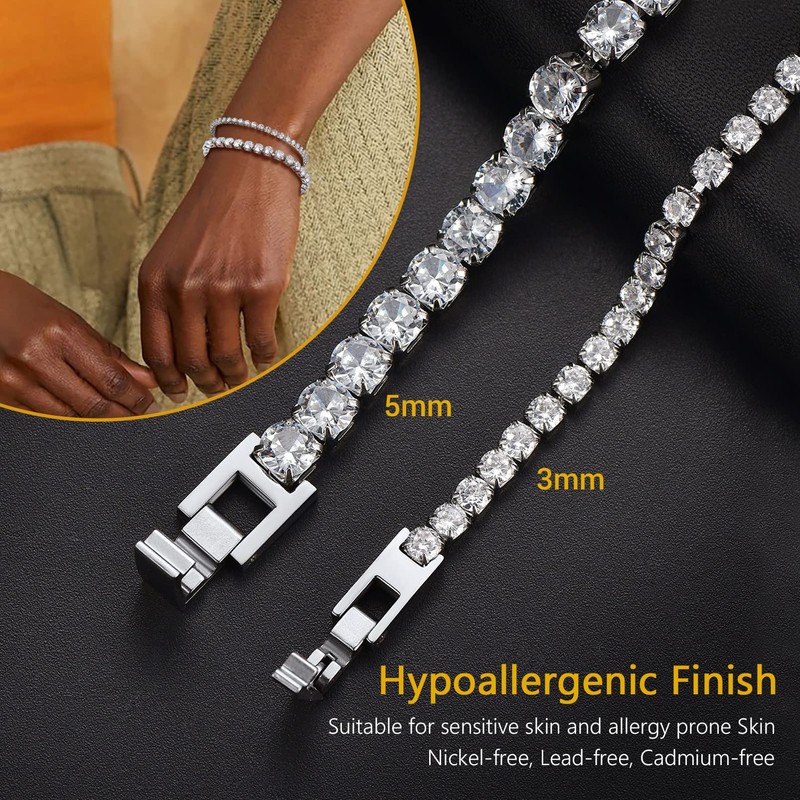 Womens Tennis Bracelet Chain Bangle 7 Inch 5mm Bling Sparkly