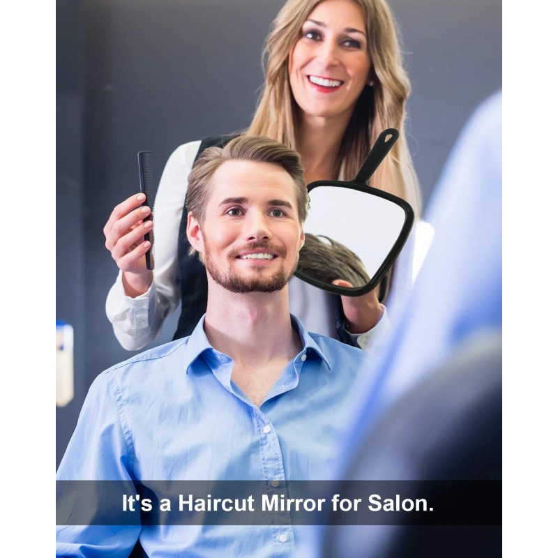 PROTECLE Large Hand Mirror, Salon Barber 10.3"L x 7.4"W, Black