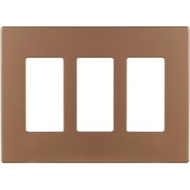 EATON Wiring PJS263BB-SP-L Polycarbonate 3-Gang Screwless Decorator Mid Size Wall Plate, Brushed Bronze