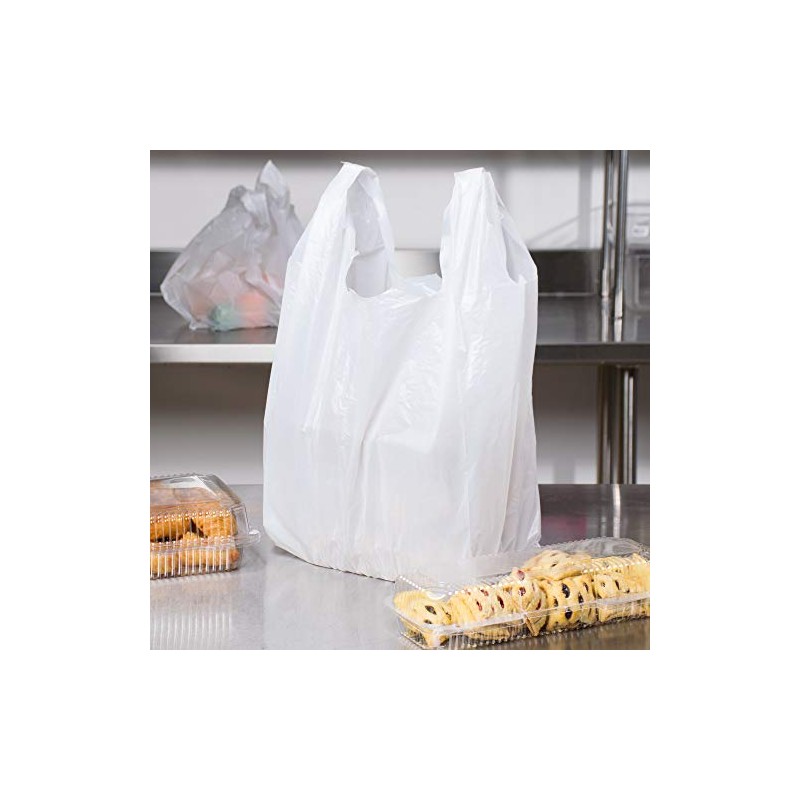 Carry-Out Plastic Bag-White Plain T-Shirt Bag 11.5"x6.5"x21.5" 15Mic (White, 1000/Case)