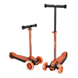 YBIKE GLX Boost Scooter with Adjustable Steering and Handlebar Height for Kids Ages 2-13, Orange