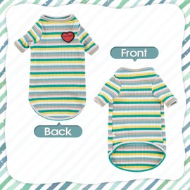 DENTRUN Hairless Cats Shirt Breathable Cat Daily Wear Clothes Stripe Vest Adorable Pajamas Jumpsuit Soft & Skin-Friendly