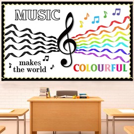 Naozinebi 63Pcs Music Classroom Bulletin Board Set Music Notes Cutouts Musical Notes Silhouette Back to School Party Decorations for Toddler Kids Students Classroom Chalkboard Wall Decor Supplies