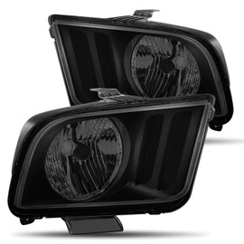 Headlight Assembly Compatible with Ford Mustang 05-09 Factory Style Left Right Headlamp Set Smoked Lens Clear Corner FO2503215 FO2502215 FO2503231 FO2503302 CAAP-FM05-OH-SMCL-HL