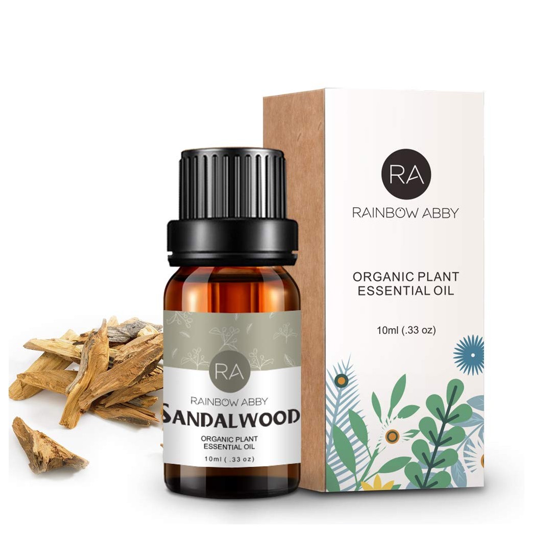 RAINBOW ABBY Sandalwood Essential Oil 100% Pure Therapeutic Trade Aromatherapy Oil for Diffuser, SPA, Perfumes, Massage, Skin Care, Soaps, Candles - 10ml