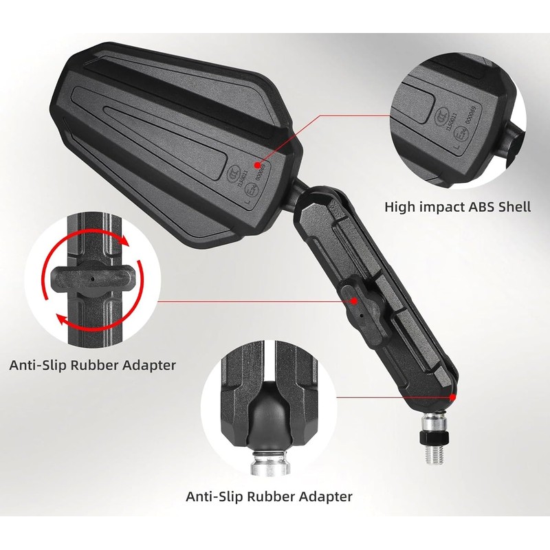 Motorcycle Mirrors, 8mm 10mm 7/8" Handlebar Motorcycle Rear View Mirrors,