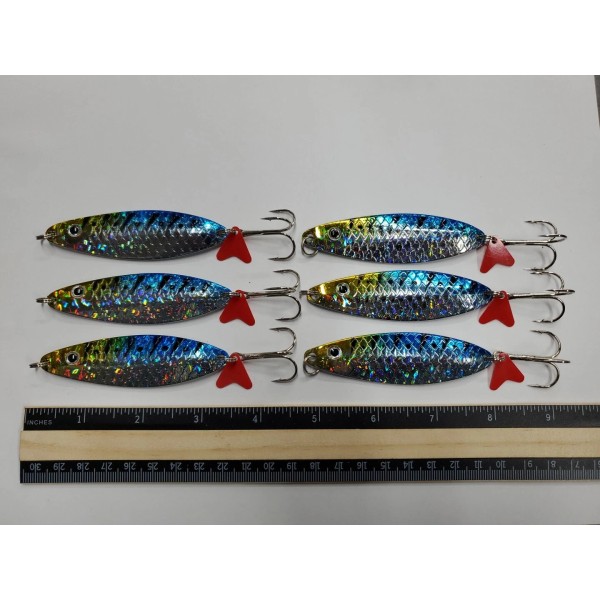 Big River Tackle Lot of 6 Flash Spoons 7/8 oz.