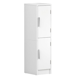 MOHOPE Bathroom Storage Cabinet, Small Corner Floor Cabinet with 2 Doors and Adjustable Shelf, 9.45" Narrow Toilet Paper Cabinets, Bathroom Organizer for Small Space, White