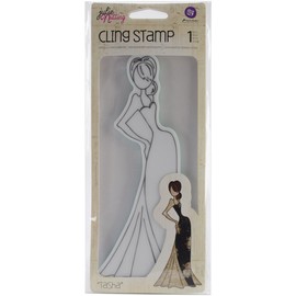 Prima Marketing 655350910372 Mixed Media Doll Cling Rubber Stamps, Tasha with Evening Dress