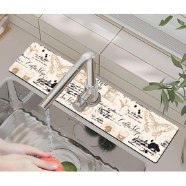 Kitchen Sink Splash Guard Faucet Mat -1 PC Super Absorbent Fast Drying Mat Sink Gadgets-Splash Guard Behind Faucet Drip Catcher for Kitchen, Bathroom,Sink Mat, Dish Drying Mat, Bathroom(23.5" X 5.5" )