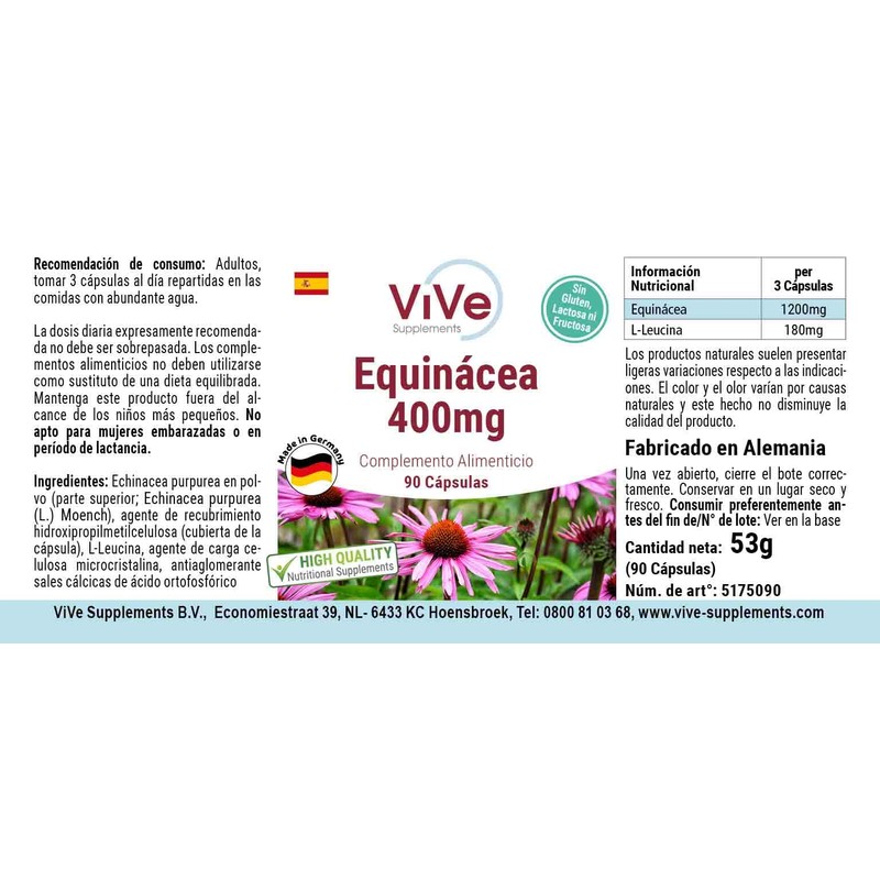 Echinacea 400 mg – 90 Capsules – High Dose and
