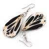 60mm L/Black/White/Cream Teardrop Shape Sea Shell Earrings/Handmade/Slight Variation In Colour/Natural