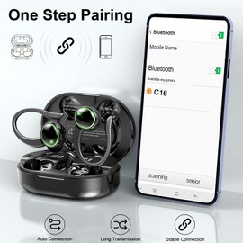 Matast Wireless Earbuds, Bluetooth Headphones, 50H+ Playtime Stereo Noise Canceling Headphones with 4 ENC Mic, Sport Ear buds with Earhooks, IPX7 Waterproof