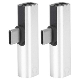 2 Pack Type-C to 3.5mm Audio Adapter, 2 in 1 Type-C to 3.5mm Headphone Jack Adapter with Type-C Charging Port, Aluminum Alloy Audio Cable Adapter, Suitable for Phones, Tablets, PC