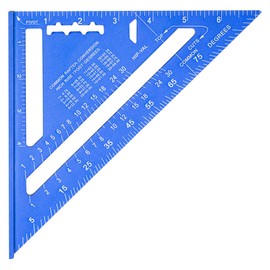 Beslands Aluminum 7-inch Rafter Square Carpenter Layout Tool Alloy Triangle Ruler Protractor Blue（Imperial）