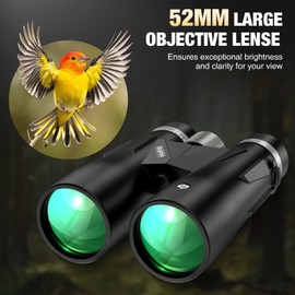 15x52 High Power Binoculars for Adults, HD Bird Watching Binoculars with BAK4 Prism FMC Lens, Waterproof & Fogproof, Lightweight Outdoor Gear for Hiking, Hunting, Stargazing, Travel & Sports Events