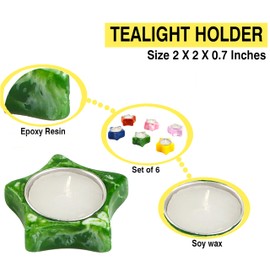 Epoxy Candlestick Holders, Resin Pillar Candle, Tealight & Votive Candle Holders Set of 6 Dining Table Decor, Shelf Decor, Centerpiece Holder Thanksgiving Christmas - Marsh Mellow