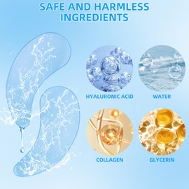 Bubuny Augenpads 60 Stück, Augenpads Gegen Augenringe, Augenmaske Feuchtigkeitsspendende, Augen Hyaluron Collagen Augen Maske, Kühlend Feuchtigkeit für Falten Schwellungen