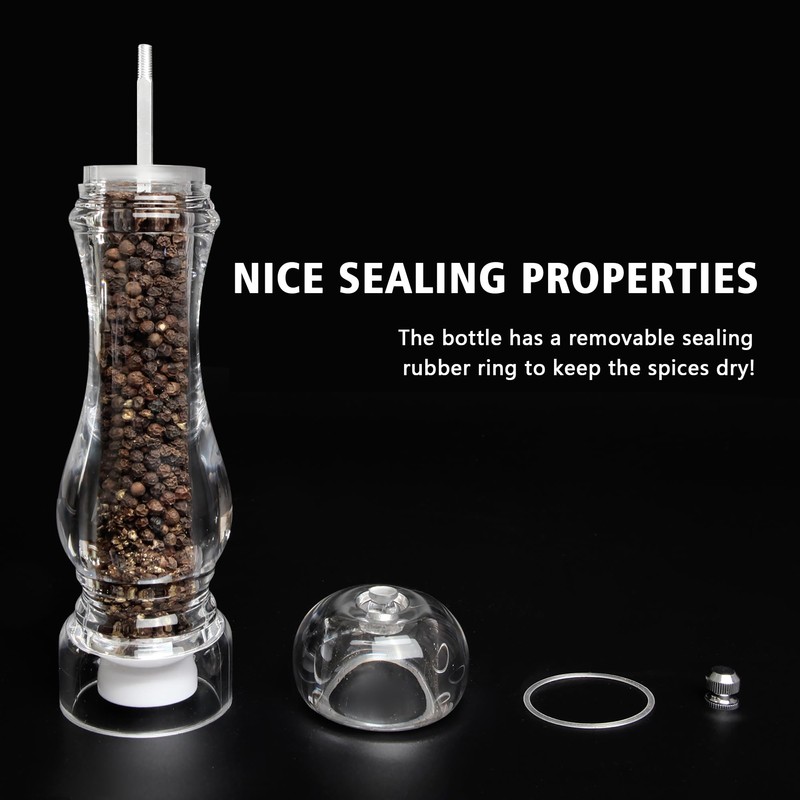 LHS Pepper Mill Grinder Salt Grinder, Arcylic Peppercorn Grinders with