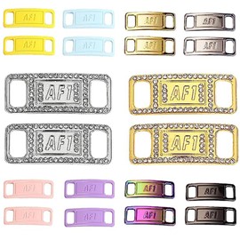 Exsbtay 10 Pairs (20 Pieces) Af1 Metal Tag, Quick Lacing Buckle, Shoe Metal Tag Trainers, Buckle Trainers, Shoe Accessories Decoration for Trainers, multicoloured