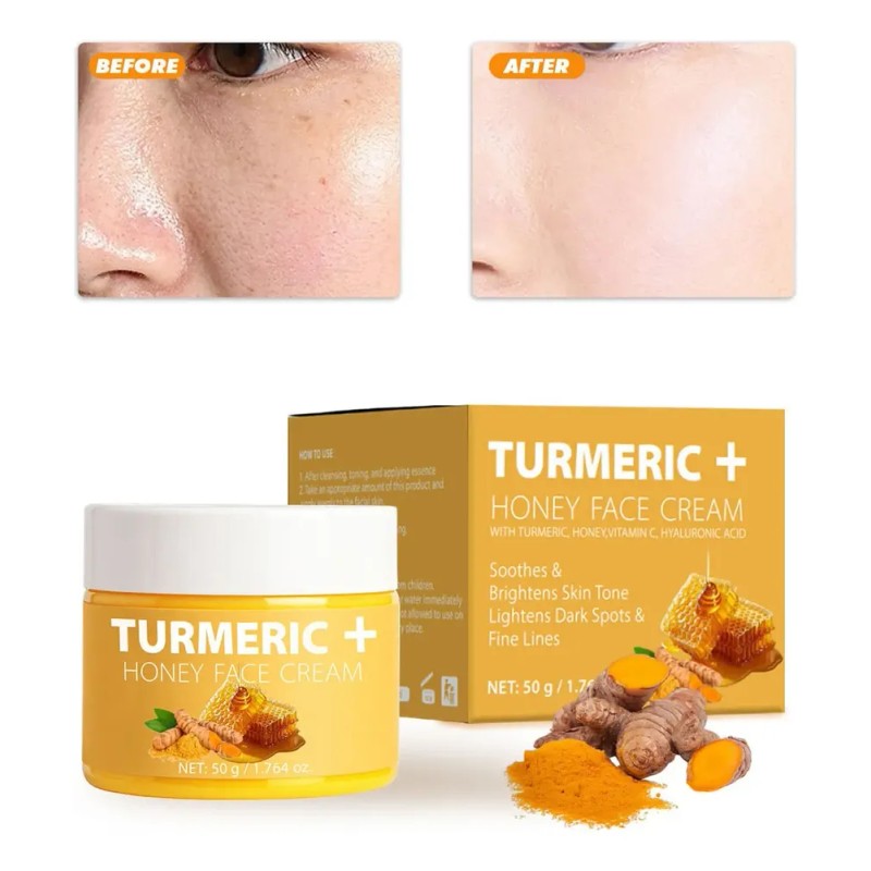 Crema Facial De Cúrcuma, 50 G, Hidratante, Líneas Finas, Rep
