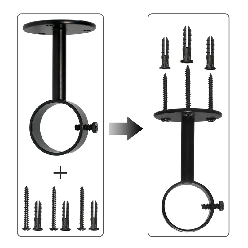 IHRDNNR Heavy Duty Ceiling-Mount Curtain Rod Brackets - Fits Rods