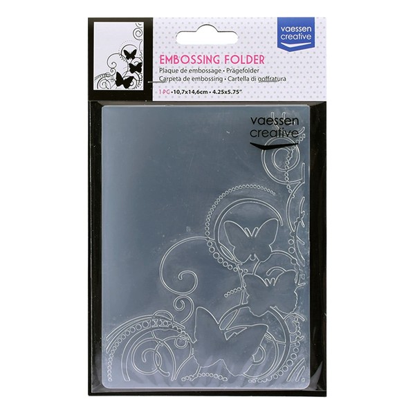 Vaessen Creative Embossing Folder, Butterfly 5,7x4,25x0,19 inches, 1 Unit, for Birthday, Birth, Christmas Cards and Paper Crafts
