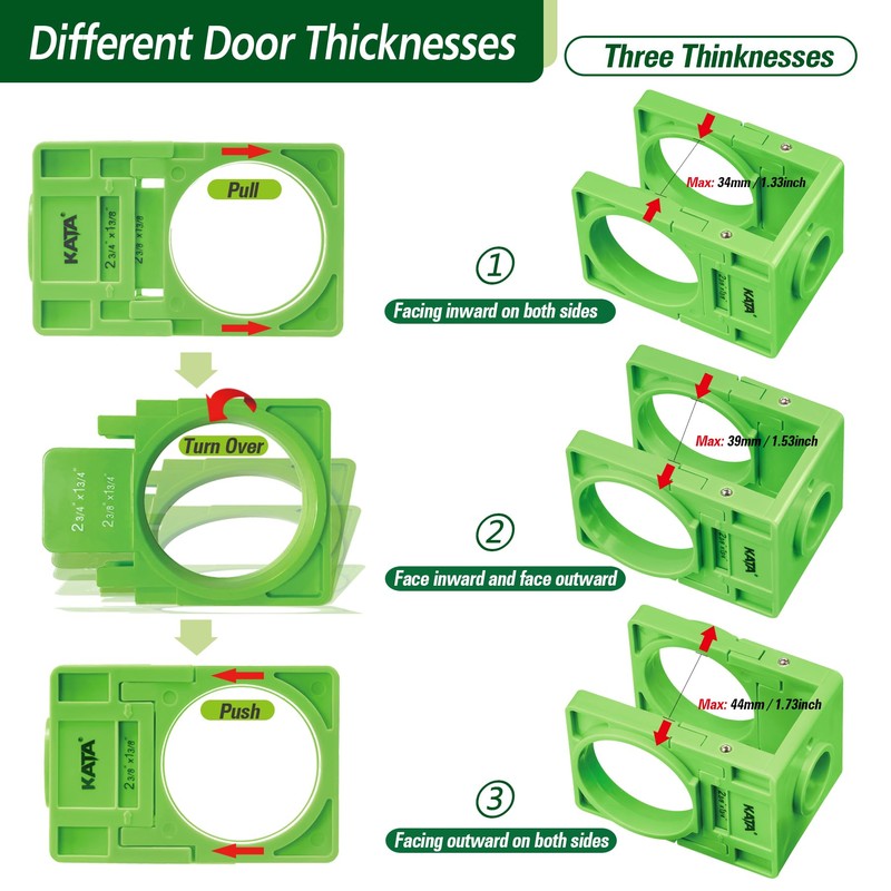 KATA 1-3/8" - 1-3/4" Door Lock Installation Kit with Large
