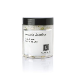 Organic Jasmine Bath Salts by Nabila K - Dead Sea Salt & Epsom Salt Scrub & Soak - Exfoliates & Hydrates Skin, Botanical Essential Oils - Bubble Bath Accessories for All Skins Types, 8 oz