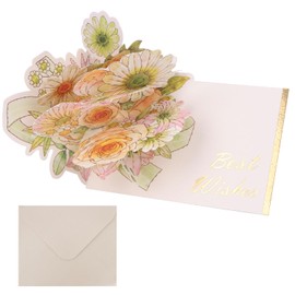 MOTIBACK Watercolor Flowers Greeting Card with Envelope ，Decoration Accessories Cards Assortment Best Wishes for Man Woman Birthday Thank You Congratulations Card（Yellow）