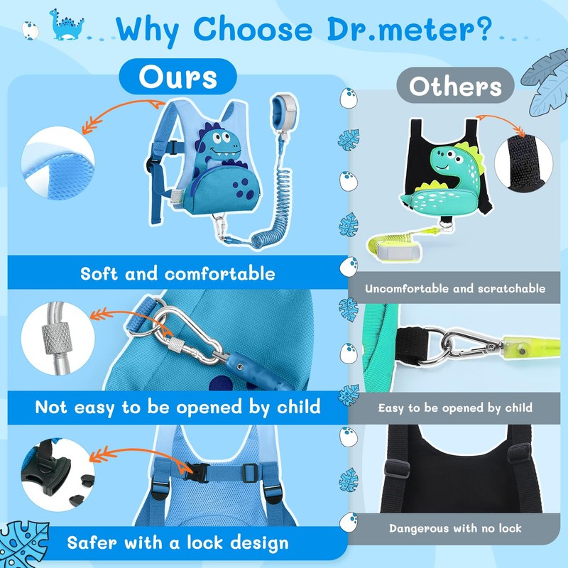 Dr.meter 3 in 1 Toddler Harness Leash + 8.2ft Anti