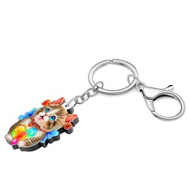BAMAY Acrylic Kawaii Cat Keychain Wallet Car Key Accessories Cute Pets Kitten Gifts for Women Girls Charms Novelty Keyring (Multicolor)