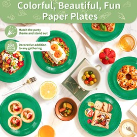 LIKAJON 50 Pcs Green Paper Plates, 9 Inch Disposable Dessert Plates for Valentines,Tea Party, Baby Shower, Birthday, Wedding, Graduation, Picnic, BBQ, Party