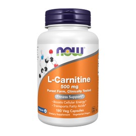 NOW L-Carnitine 500mg, 180 Veg Capsules                                                                                                               