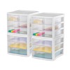Sterilite 4-Pack 3 Drawer Unit, Plastic Desktop Organizer with Clear