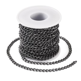 Craftdady - Cadena de eslabones de aluminio de 32.81 pies sin soldadura, cadena de metal, cadena de eslabones trenzados, 7 x 5 mm, para manualidades, joyería