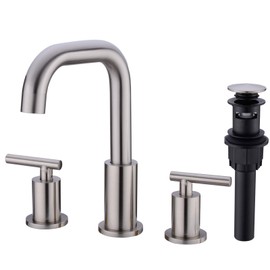 TRUSTMI Brushed Nickel Bathroom Faucet 3 Hole, Brass, 8 to16 Inch Widespread Bathroom Vanity Sink Faucet with Overflow Drain and cUPC Water Supply Lines, Swivel Spout