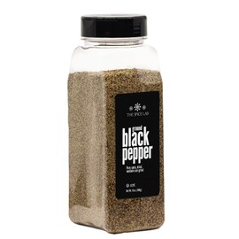 The Spice Lab Ground Black Pepper – Coarse Grind in Reusable Plastic Jar – Gourmet Black Pepper Ground – Non-Irradiated – 14oz Bulk Size – Freshly Packed for Bold Flavor
