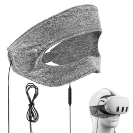 GEEKRIA VR On-Ear Headphones Compatible with Meta Quest 3, Quest 2, Quest Pro, Pico Neo 3, HTC Vive, Vive Pro Headset, Ear Protector Enhanced Headset Sound, Comfort Headband Earflap (Grey)