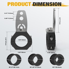Audak 2Pcs Light Bar Mount Whip Lights Flag Tube Clamp Mounting Bracket Kit for 1 1.25 1.5 1.625 Inch Bullbar Roll Bar Roof Rack Cage (1 to 1.625 Inch Adjustable)
