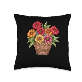 Indian Blanket Flowers In A Basket Throw Pillow