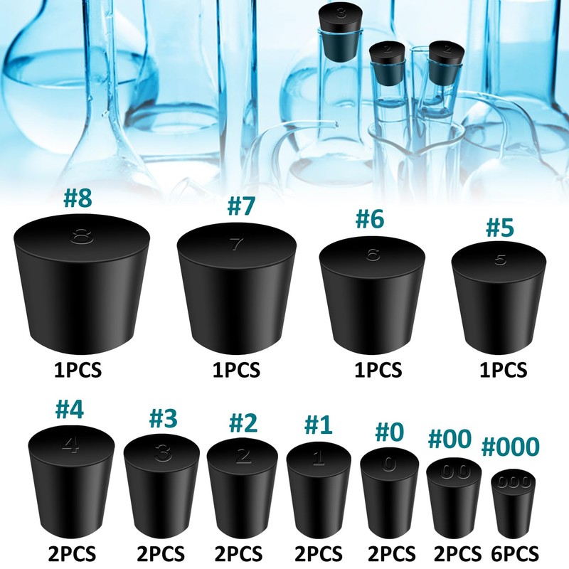 Rubber Stopper - 22 Pcs Solid Rubber Stoppers,11 Assorted Sizes