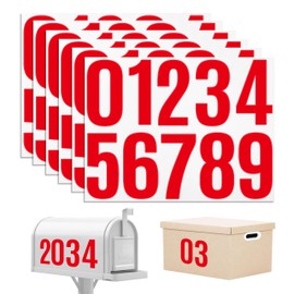 6 Sheets Mailbox Numbers Stickers 60 Pieces 4 Inch Waterproof Viny Self Adhesive House Number Decals Anti Fading Number Signs for Signs Cars Home Doors Business Address Number Residence (Red)