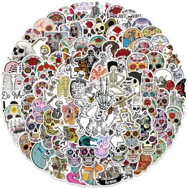 Skull Stickers 100 Pieces for Water Bottles, Stickers for Laptop, Skateboard, Waterproof Vinyl Sticker Pack, Gift for Children, Teenagers, Girls