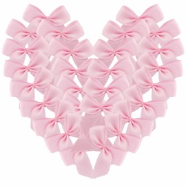 Micomon 50pcs 1.2-Inch Mini Bows for Crafts Mini Satin Ribbon Bows in Light Pink Color for Sewing Gift Applique Craft for Easter Day Decoration(Lt.Pink)