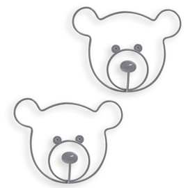balvi Wall Hanger The Bear Colour Grey Set Consisting of 2 Hangers in the Shape of a Bear Head Iron