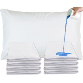 Sirenpho Pack of 8 Waterproof Pillow Protectors Zippered Covers 50x75cm, Anti Dust Mite, Anti-Allergy Hotel Quality Pillow Case, Pillow not Included