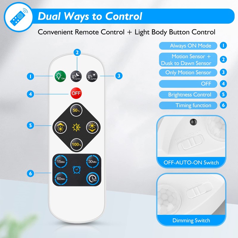 2-Pack Motion Sensor LED Ceiling Lights Battery Operated, 7.48inch 6500K